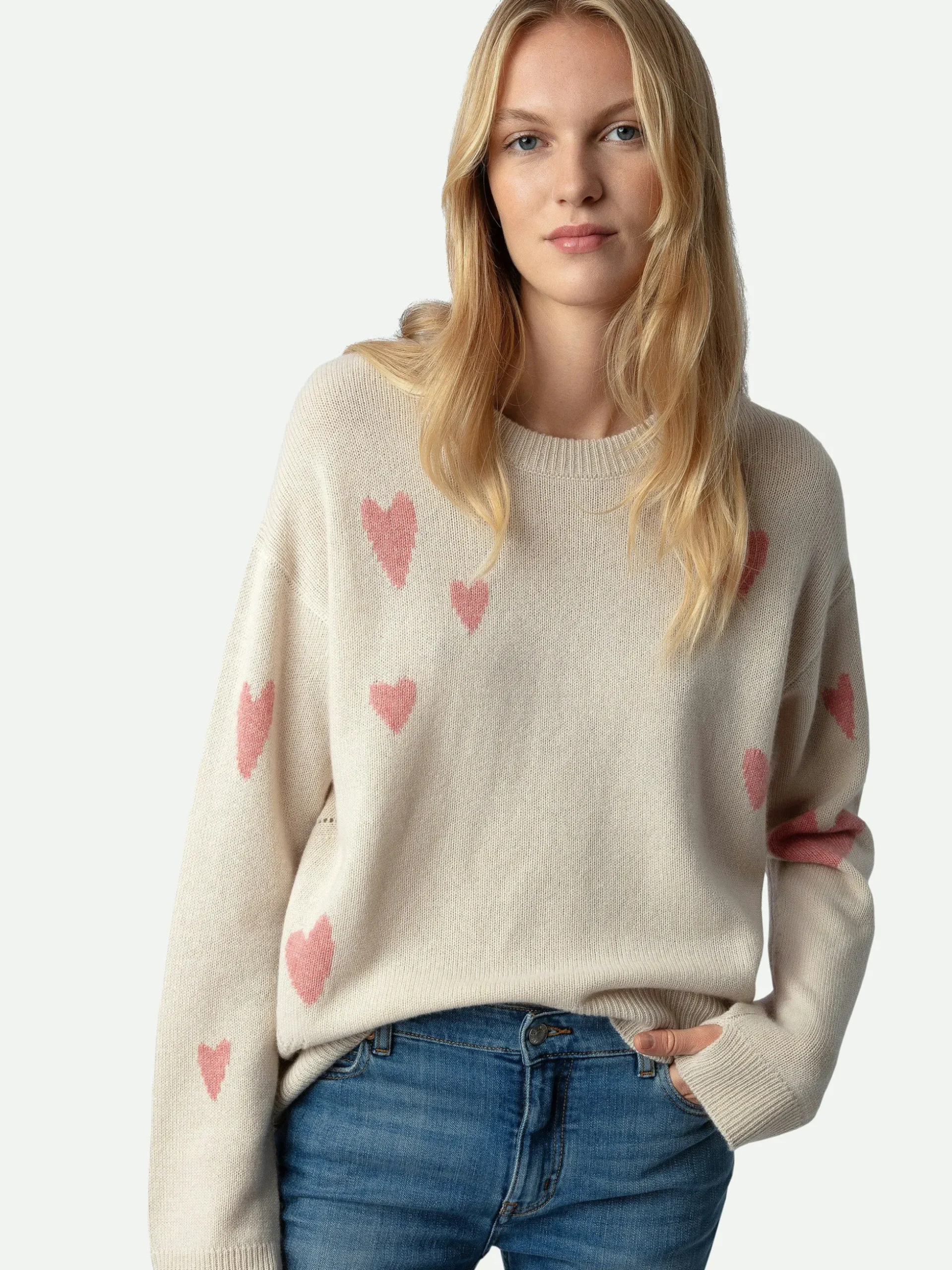 Markus Heart Genser 100% Cashmere