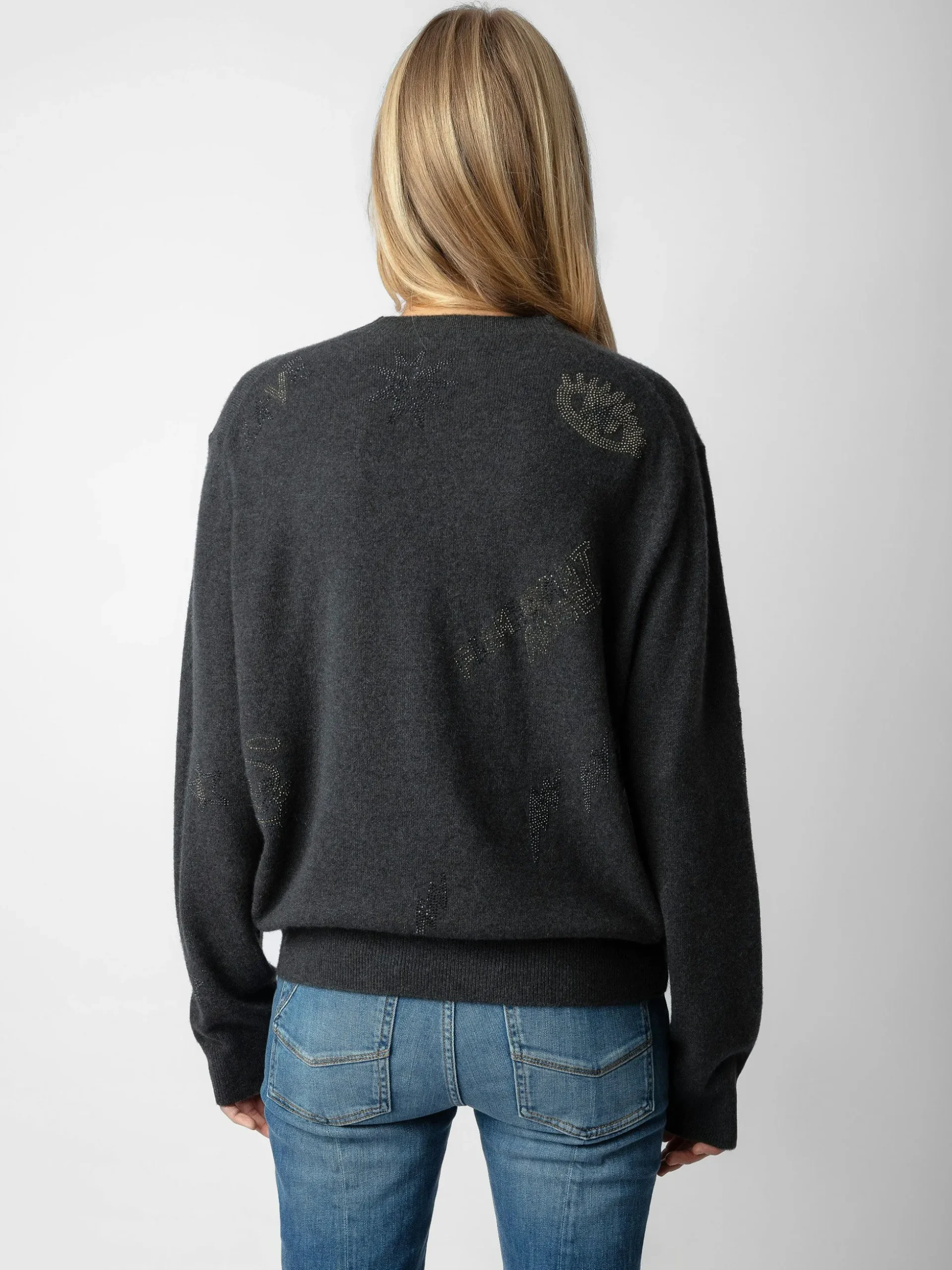Pravis 100% Cashmere Rhinestone Genser