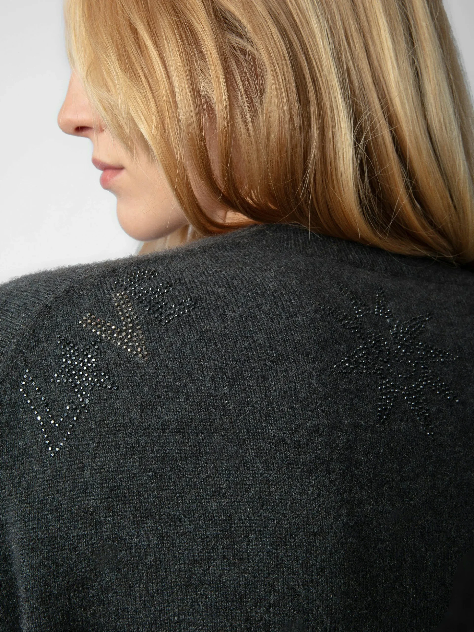 Pravis 100% Cashmere Rhinestone Genser